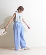【ラストワン！】organic cotton sripe タックイージーパンツ