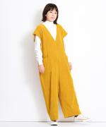 brushed easy corduroy　ワイドオールインワン