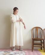 clean&soft knit　ステッチロングワンピース